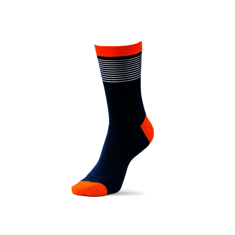 Blue, Orange & White Stripe Office Sock | On My Feet